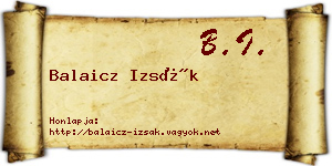 Balaicz Izsák névjegykártya